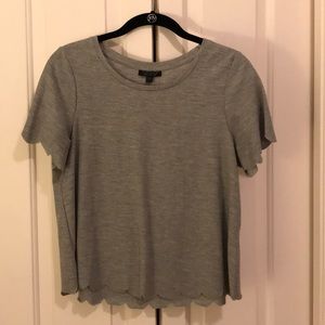 TOPSHOP scallop frill tee in gray (s)